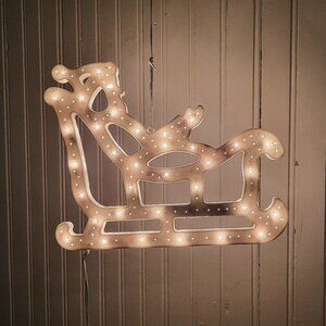 Vintage Christmas Lights - Santa and Sleigh‎ Silhouette - Retro Christmast
